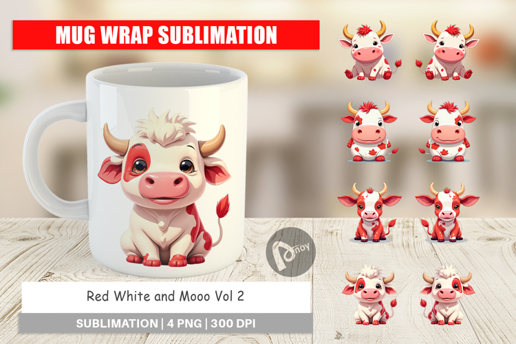 Mug Wrap Red White Moo