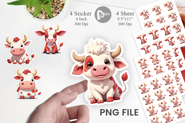 Red White Moo Sticker