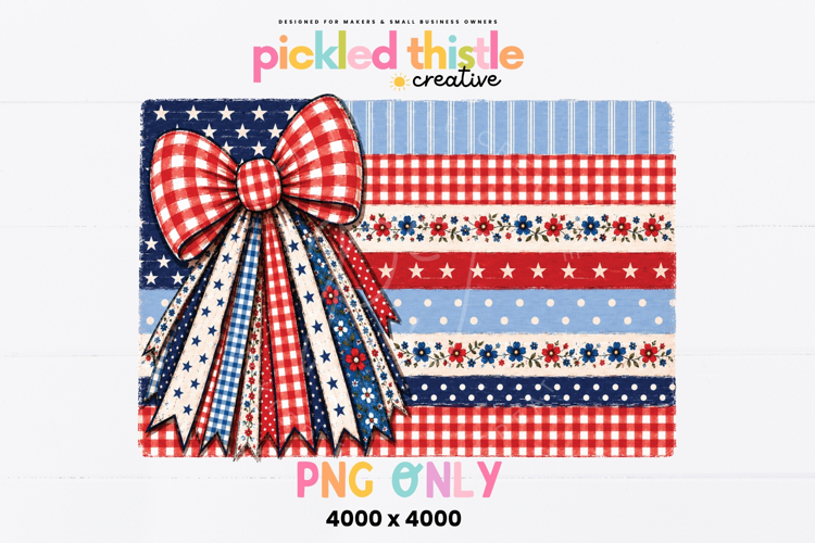 Patriotic Bow PNG, USA Flag Bow Design
