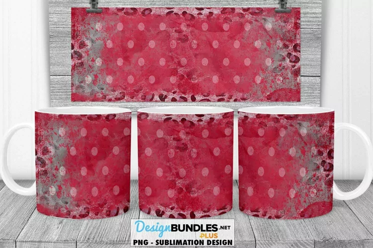Valentine Mug Sublimation | Red Polka Dots Leopard Print