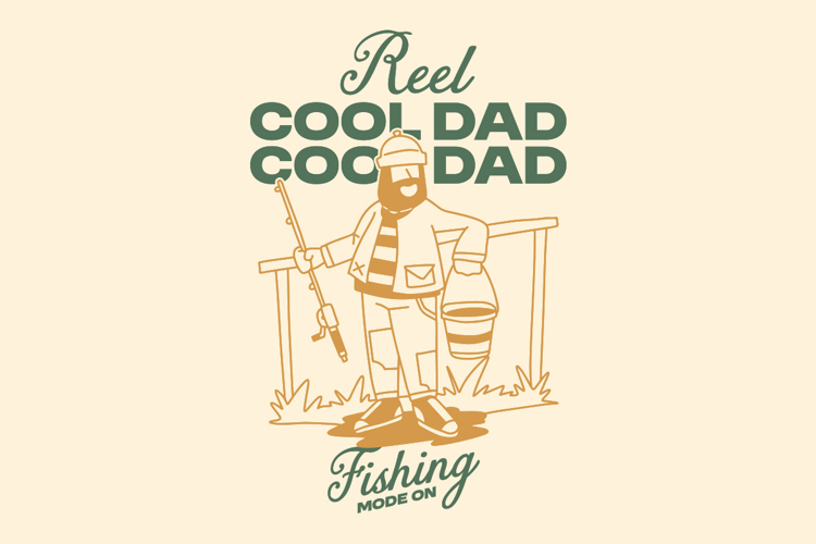 Reel Cool Dad Vintage Summer Fishing T shirt Design