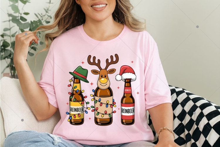 Reinbeer PNG, Funny Christmas PNG, Christmas Beer PNG