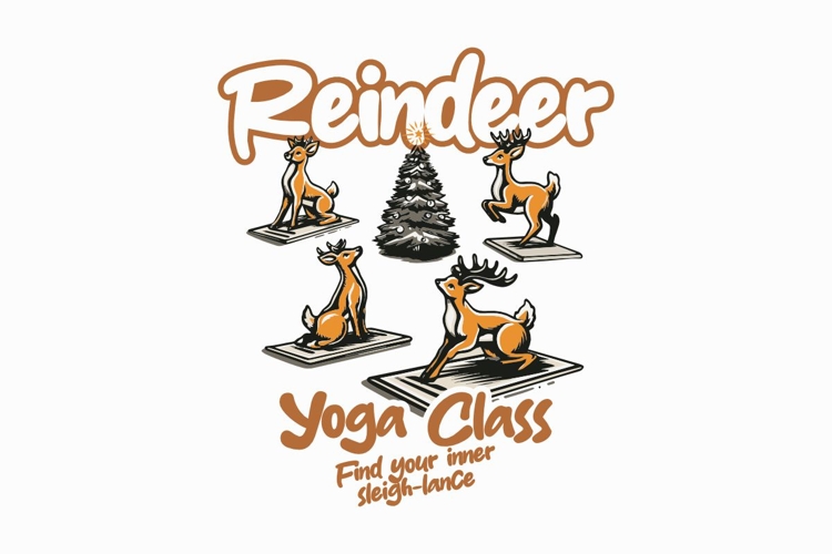 Reindeer Yoga Class Christmas T-shirt Funny