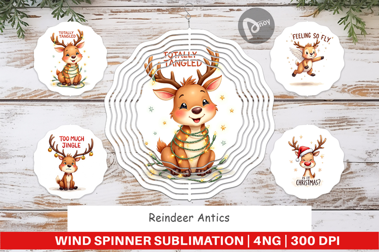 Reindeer Antics Wind Spinner