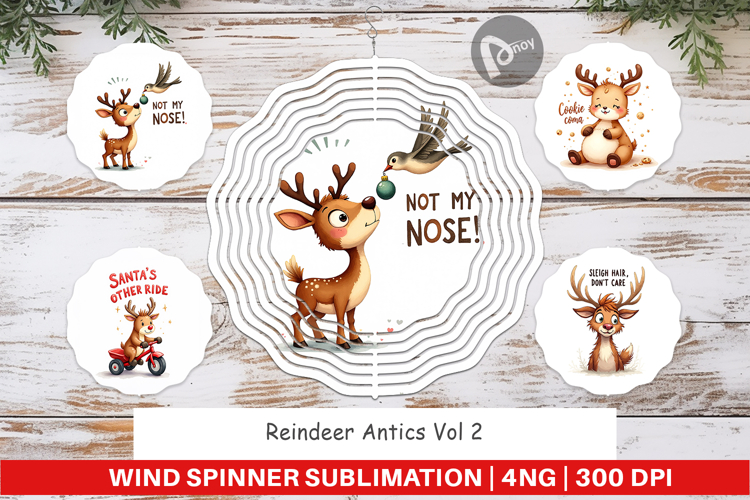 Reindeer Antics Wind Spinner