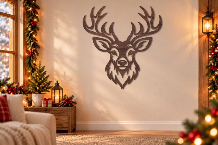 Reindeer Antler Laser Cut Wall Art example image 1