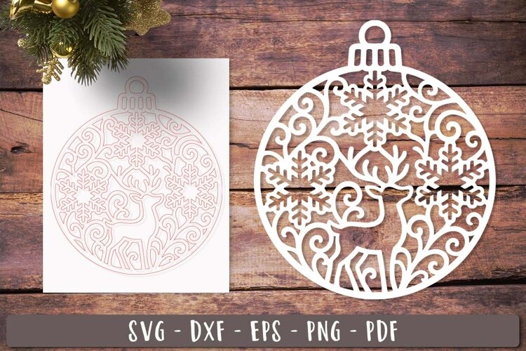 Reindeer Bauble SVG Christmas ball Laser Cut Ornament