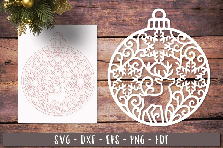 Reindeer Bauble SVG Christmas ball Laser Cut Ornament