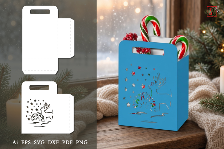 Winter Pattern Cut Gift Bag | Gift Bag Template
