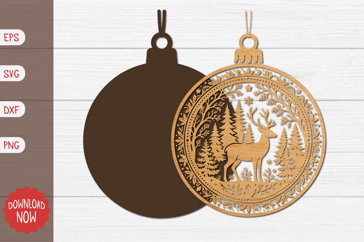 Reindeer Christmas Ornament SVG