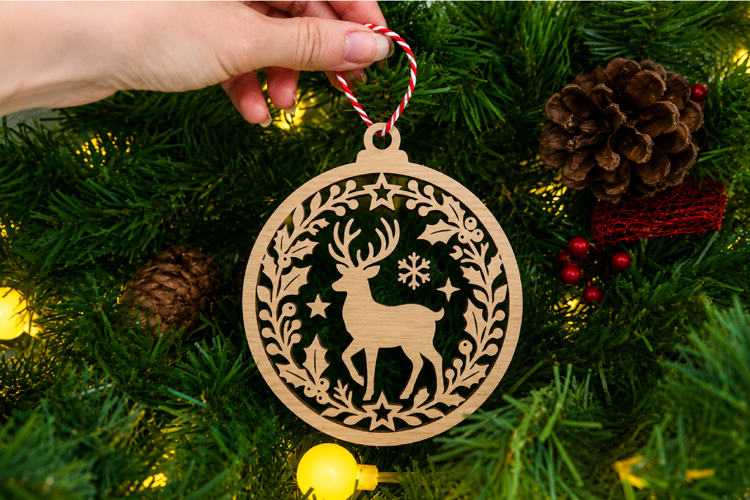 Reindeer Christmas Ornament Laser Cut SVG