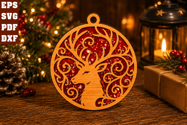 Reindeer Christmas Laser Cut SVG