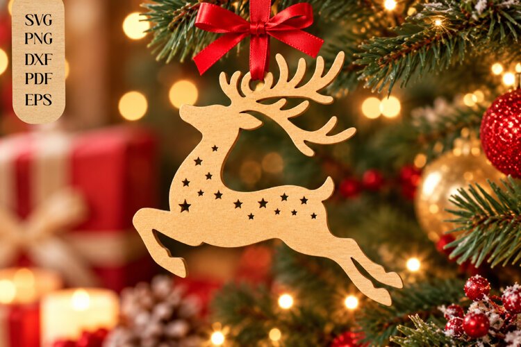 Reindeer Christmas Ornament Laser Cut SVG example image 1