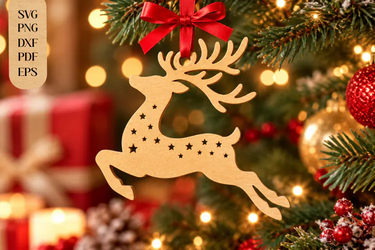 Reindeer Christmas Ornament Laser Cut SVG