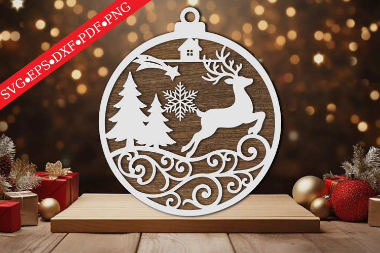 Reindeer Christmas Ornament SVG