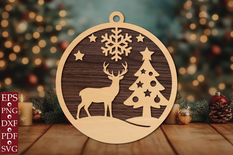 Reindeer Christmas SVG Ornament