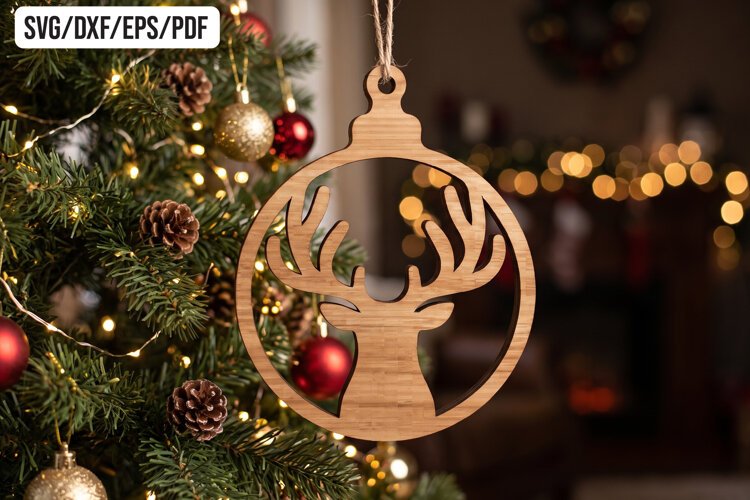 Reindeer Christmas Ornament Laser Cut example image 1
