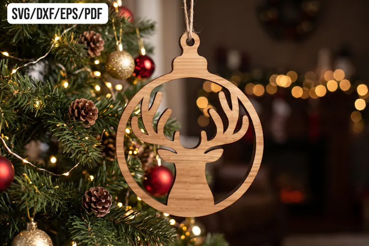 Reindeer Christmas Ornament Laser Cut