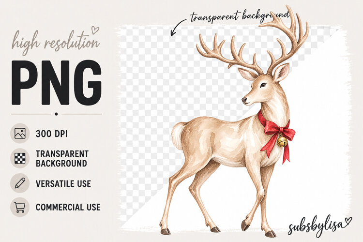 Reindeer png | Christmas Deer Clipart example image 1