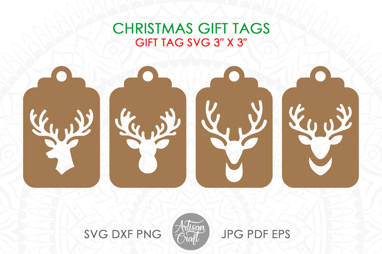 Reindeer gift tag, Christmas gift tag, SVG cut files, DXF