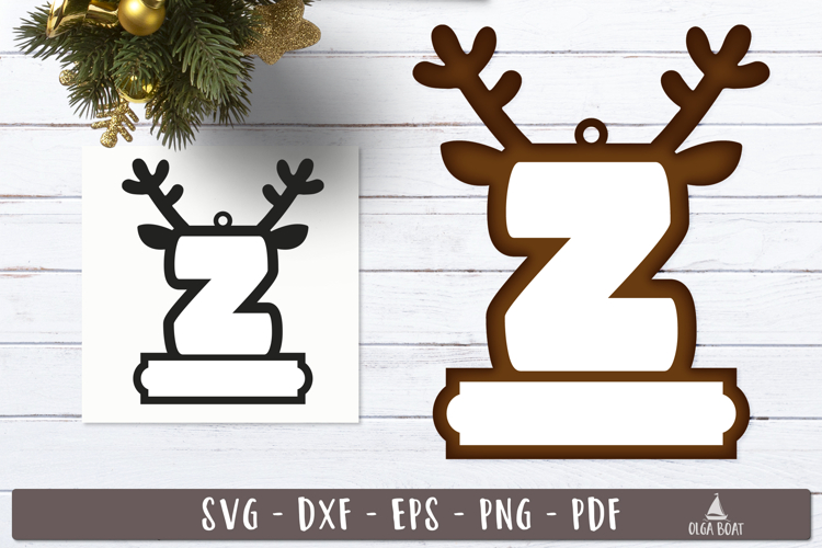 Reindeer Letter Z Christmas Ornament SVG