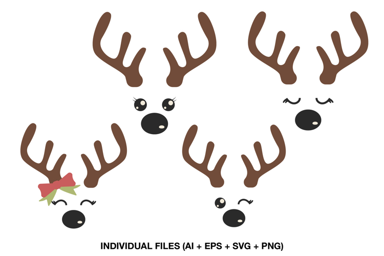 Cute Reindeer Face Clipart for Kids Shirts and Baby Bodysuit