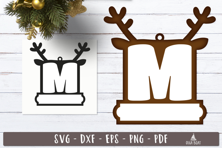 Reindeer Monogram Ornament Christmas Letter M