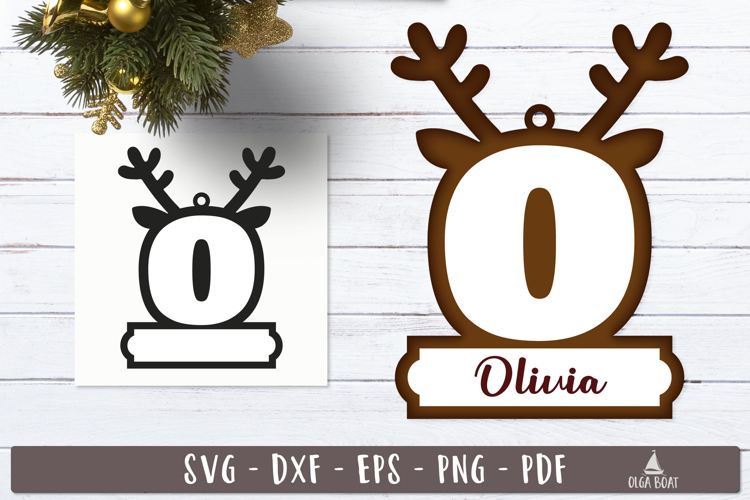 Reindeer Monogram Ornament Christmas Letter O