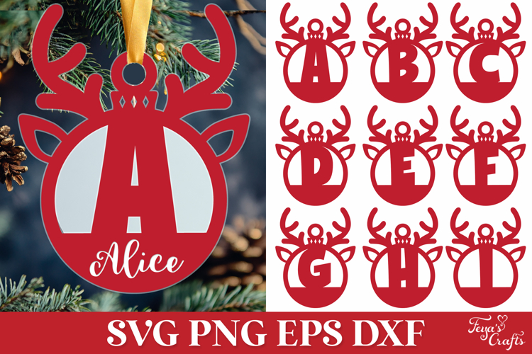 Christmas Reindeer Monogram Ornament SVG