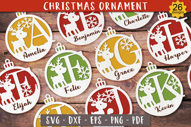 Reindeer Name Christmas Ornament SVG Bundle