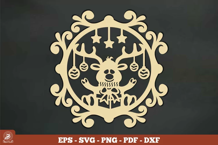 Reindeer Ornament Vintage SVG