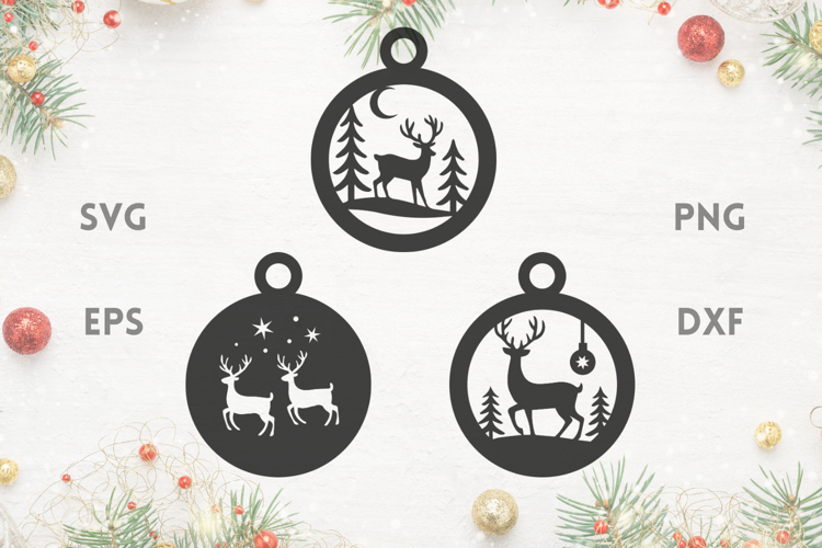 Christmas Ornaments Reindeer Scenes