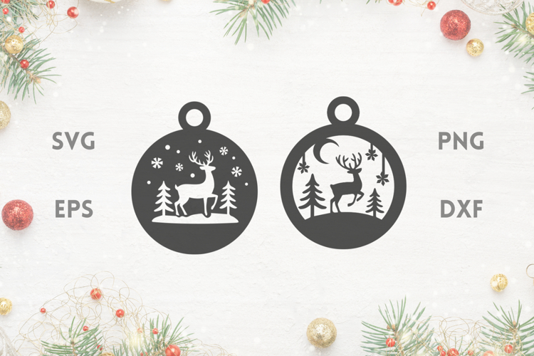 Reindeer winter SVG ornaments