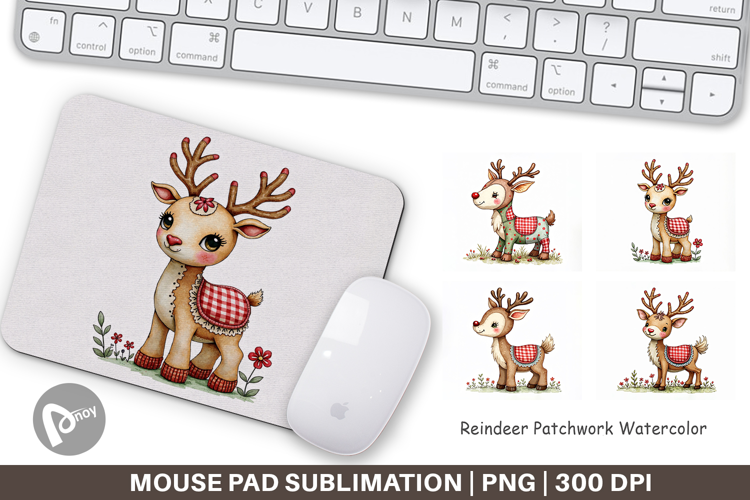 Reindeer Patchwork Mouse Pad