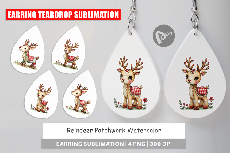 Reindeer Patchwork Earring