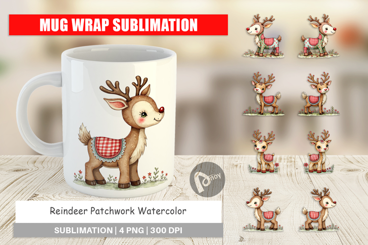 Reindeer Patchwork Mug Wrap