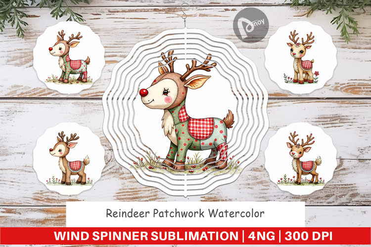 Reindeer Patchwork Wind Spinner