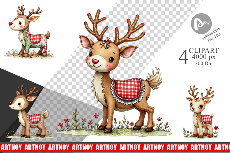 Reindeer Patchwork Clipart
