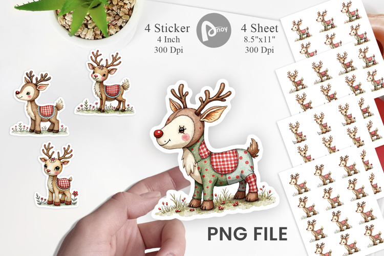 Reindeer Patchwork Sticker