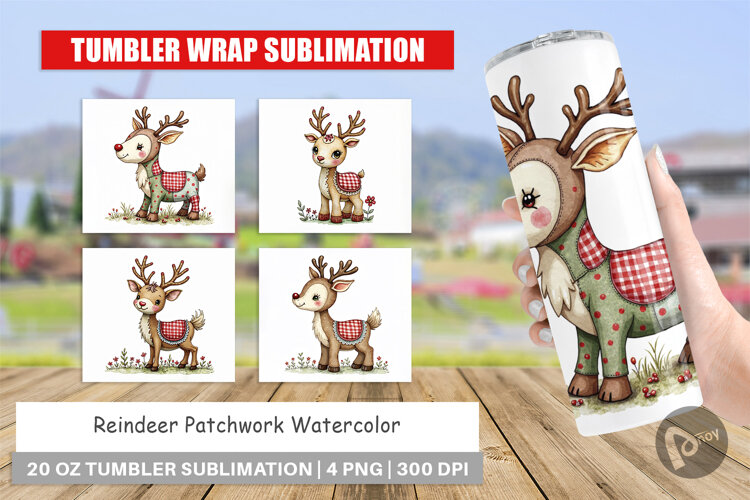 Reindeer Patchwork Tumbler example image 1