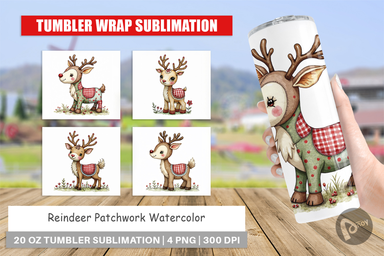 Reindeer Patchwork Tumbler
