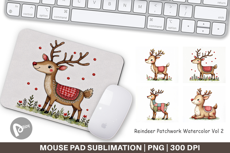 Reindeer Patchwork Mouse Pad
