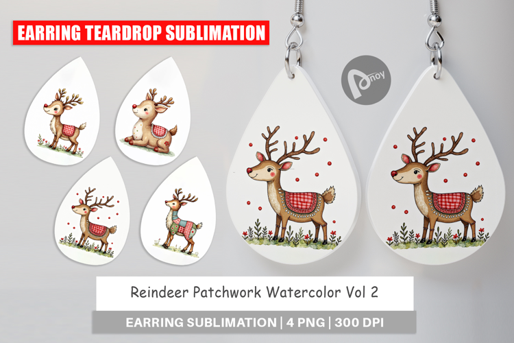 Reindeer Patchwork Earring