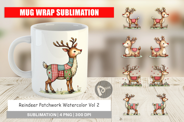 Reindeer Patchwork Mug Wrap