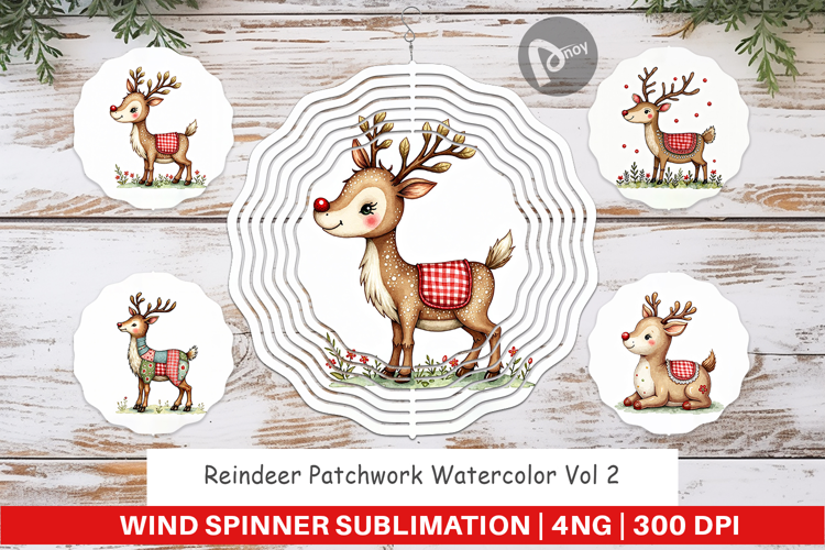 Reindeer Patchwork Wind Spinner