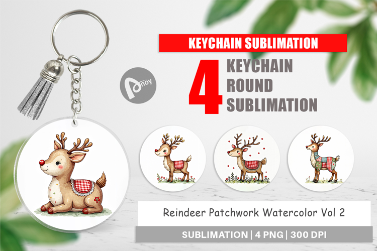 Reindeer Patchwork Keychain