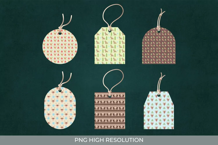 Reindeer Patterned Shaped Tag