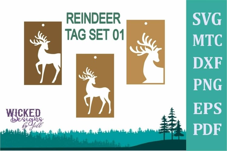 Christmas Winter Reindeer 01 Tag SET 01 SVG Cut File Bundle