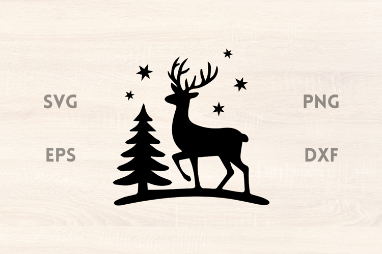 Reindeer Trees Stars SVG Scene