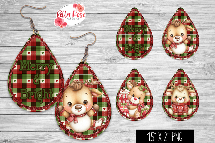 Christmas Reindeer | 4 Sets of Teardrop Earrings